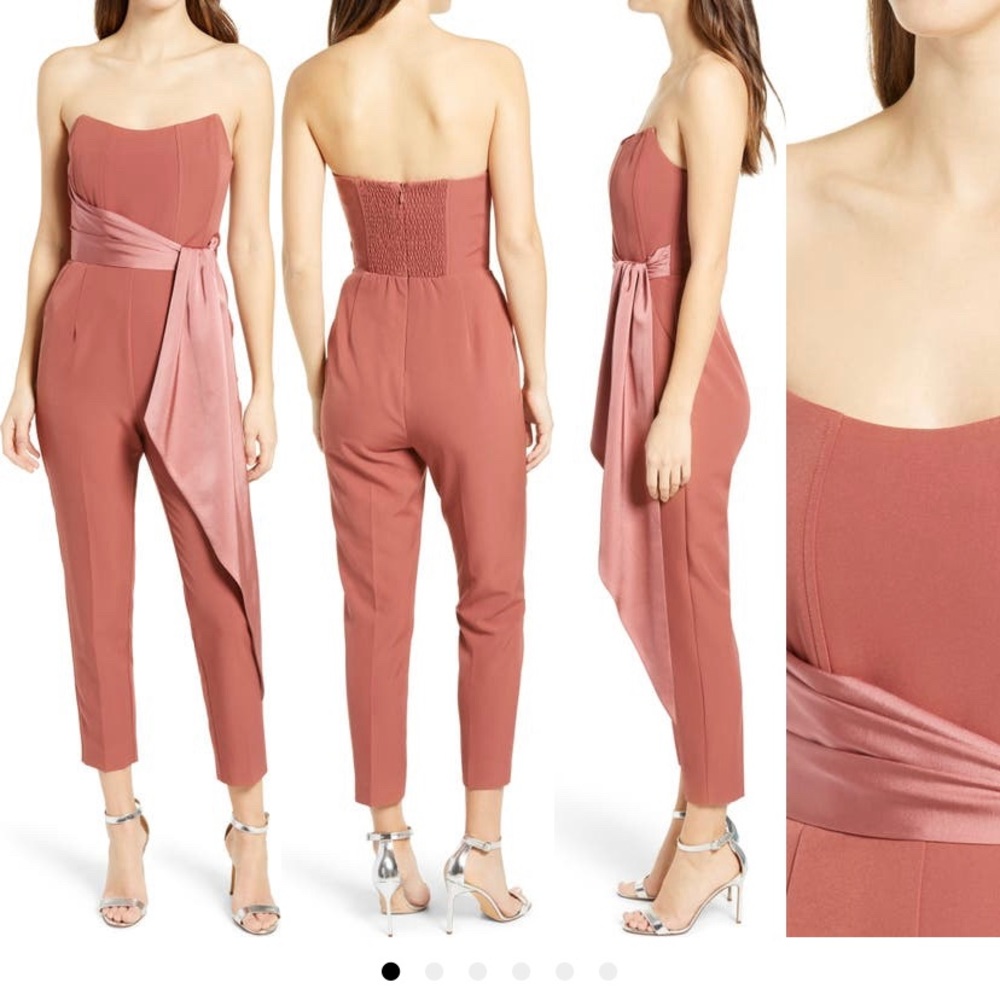 Lavish Alice strapless satin jumpsuit